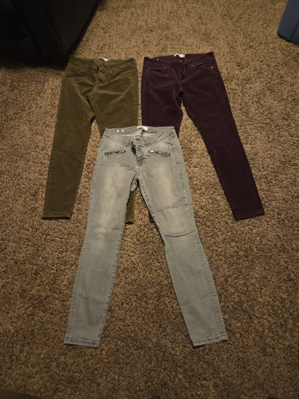 CAbi Olive Green, Plum, and Light Wash Trio - Women's Pants